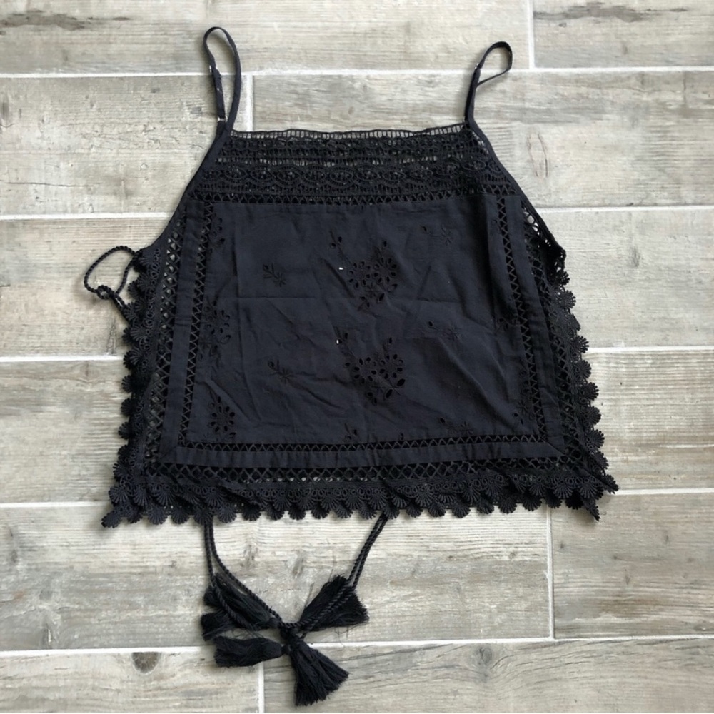 Free People Boho Lace Tassle Tank